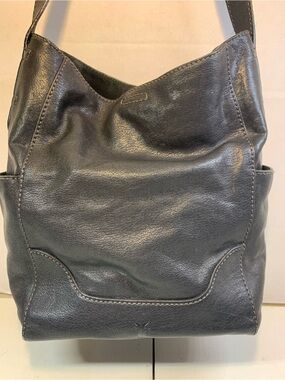 Frye Leather Gently Used Side Pocket Black Hobo Handbag.                 3700